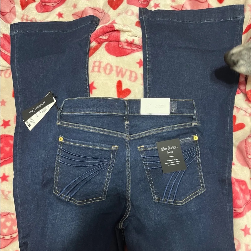 7 For All Mankind Dark Blue Flare Jeans